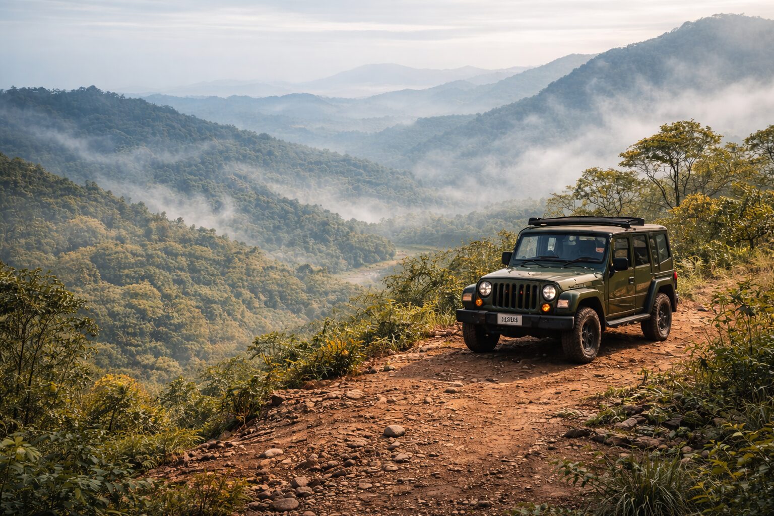 Jeep safari through the mountains of Thekkady
